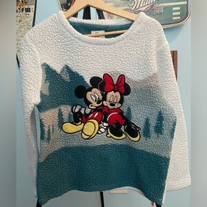 Disney Primark Christmas Fleece Pullover Jumper - XS - Mickie And Minnie Mouse